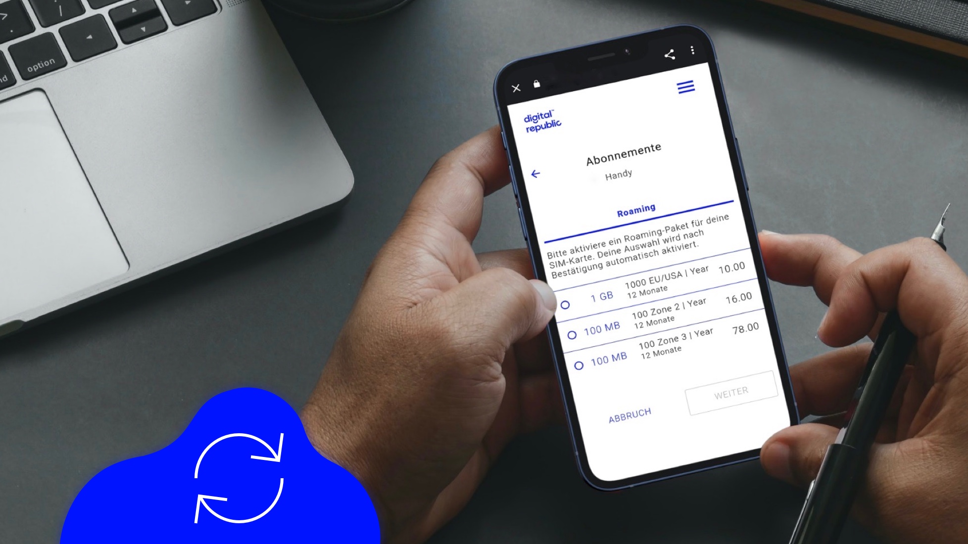 Smartphone mit dem DR Roaming-Interface